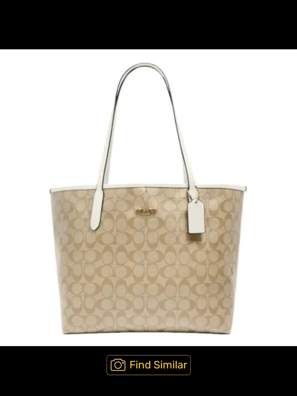 Coach Beige Signature Tote with White Trim